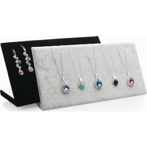 Black/Gray Velvet display Case Jewelry Necklace Pendant Displays Stand Board Holder Storage Box Plate Organizer