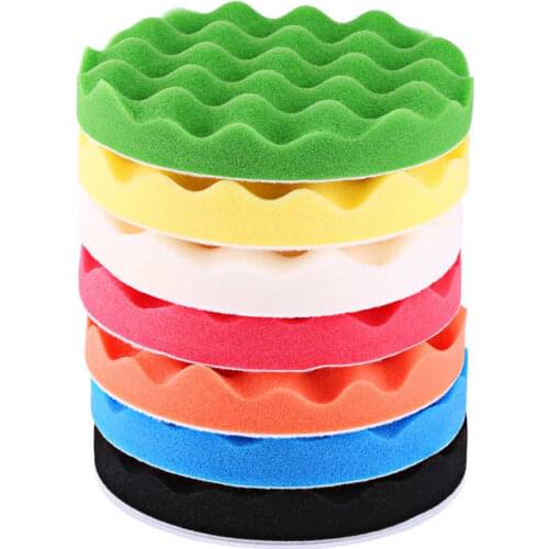 10Pcs 7inch Sponge Polishing Disc Car Buffing Waxing Pad Kit Polisher Buffer Pads With Drill Adapter