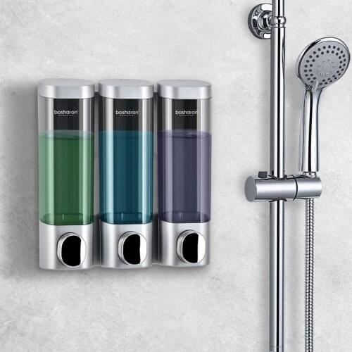 Soap Dispenser Wall Mounted Shampoo Bottles Triple Detergent Shower Gel Dispensers 300ml Plastic Home Hotel Bathroom Accessories