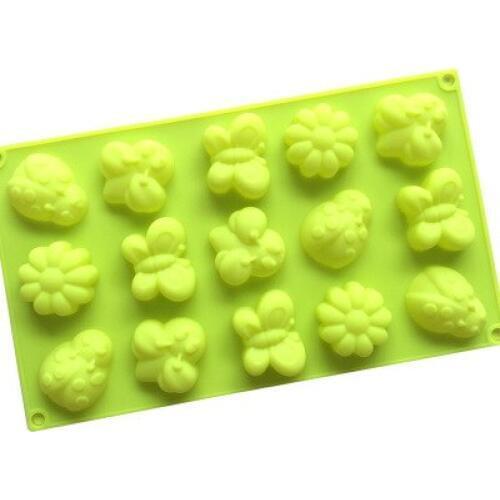 Fondant Cake Design 15 Hole Butterfly Bee Ladybug Flowers Silicone Cake Mould Pastry Decorating Silicone Mould H979