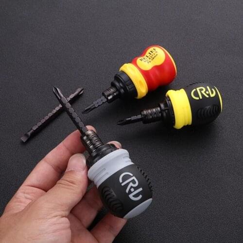 Inch semi-ratcheting telescopic screwdriver, short, Phillips, magnetic screwdriver, chrome vanadium steel, household screwdriver