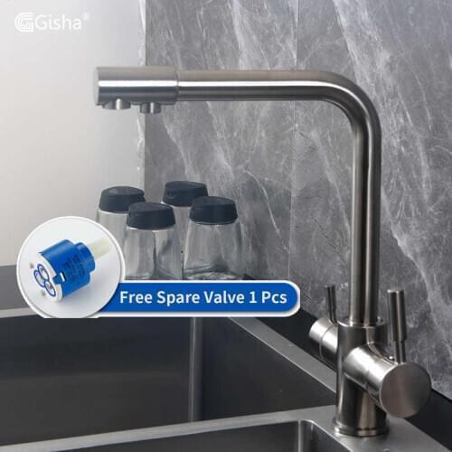 Gisha Filter Kitchen Faucet Drinking Water Single Hole Hot and cold Pure Water Sinks Deck Mounted Mixer Tap 2G2010
