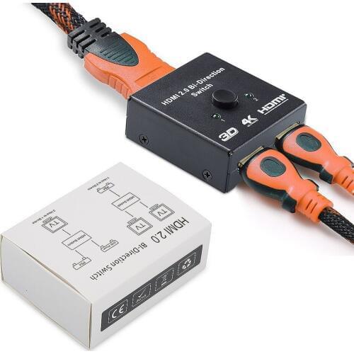 Mini 2x1 4K HDMI Switch Splitter ZY-HS12 HDMI 2.0 Bi-Direction Switch 1x2 Support HDCP 2.2 Pass Through For XBox Apple TV HDTV