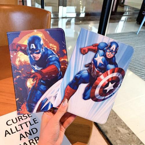 Marvel Captain America Clamshell Cover for IPad 10.2 2019 IPad 2 3 4 9.7 2017 2018 IPad Air 2 9.7 iPad Pro Tablet Leather Case