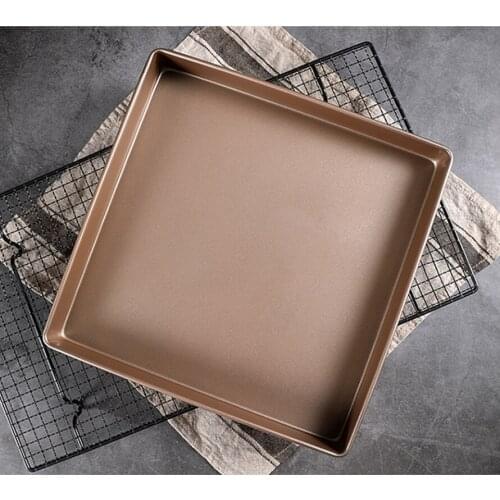 Kitchen Tools Baking Pan 11-inch Square Baking Pan Golden Carbon Steel Non-sticky Baking Cake Baking Pan Swiss Roll Baking Pan