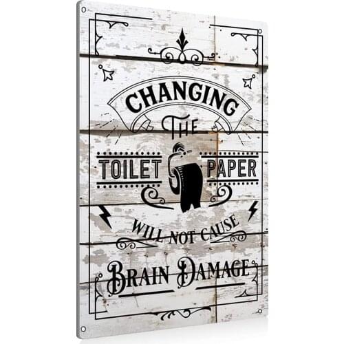 Metal Sign Changing The Toilet Paper Home Bar Toilet Art Poster Wall Decoration Retro Vintage Metal Sign 8X12 Inches