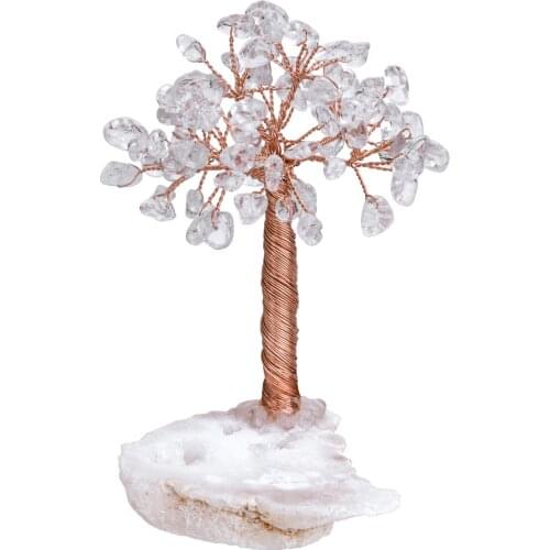 Mini Reiki Healing Crystal Luck Money Tree Natural Amethyst Rock Quartz Slice Mineral Specimen For Wealth Decoration Home