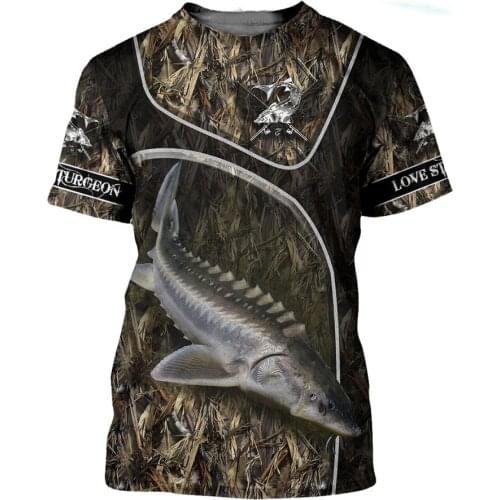 Fashion Animal Love Sturgeon Art Camo Men/Women Leisure O-Neck T-shirt 3D Print Hipster Beach Shorts Tanks Tops Over sized S-293