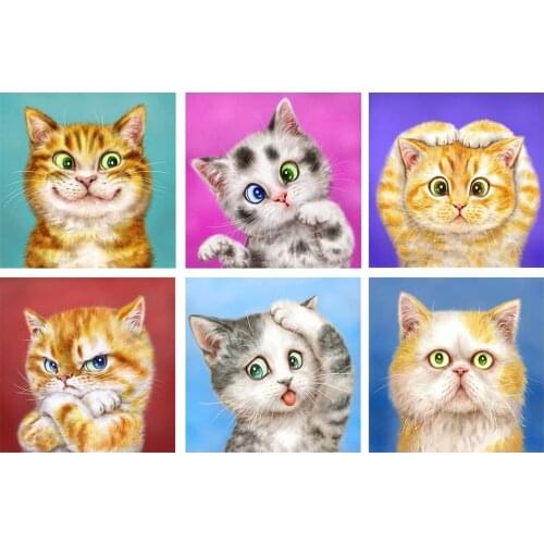 Full Round Drill Rhinestone Art DIY 5D Cat Mosaic Wall Art Picture Diamond Painting Kit Rhinestone Drawing Room Picture Gift