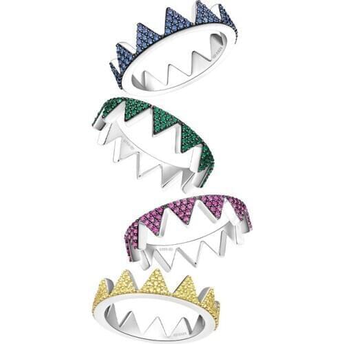 Fancy Cute 925 Sterling Silver Little Triangle Colored Flag Rings AAA Zirconia CZ Women Fashion Personality Party Jewelry