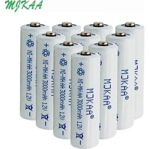 New Original MJKAA AA 1.2V Ni mh 3000mAh Rechargeable Battery 2A Neutral Batteries for Electric Toy Remote Control