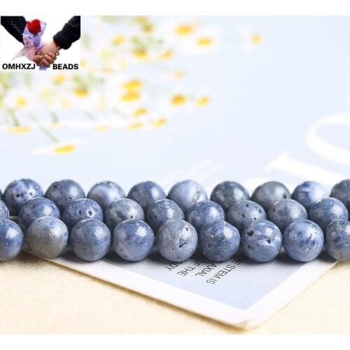 OMH Wholesale JD214 4 6 8 10 12mm Natural Jewelry DIY Making Bracelet Necklace Natural AAA Blue Coral Loose Spacer Round Beads