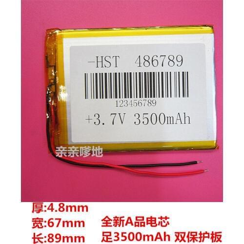 Original 7 inch flat panel battery, polymer lithium battery, 486789 3500mAh foot capacity, 3.7V packet mail Rechargeable Li-ion