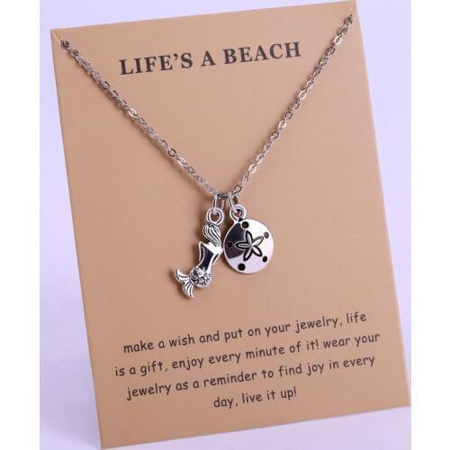 Mermaid Necklace Summer Beach Ocean Jewelry Mermaids Collar Necklaces for Women