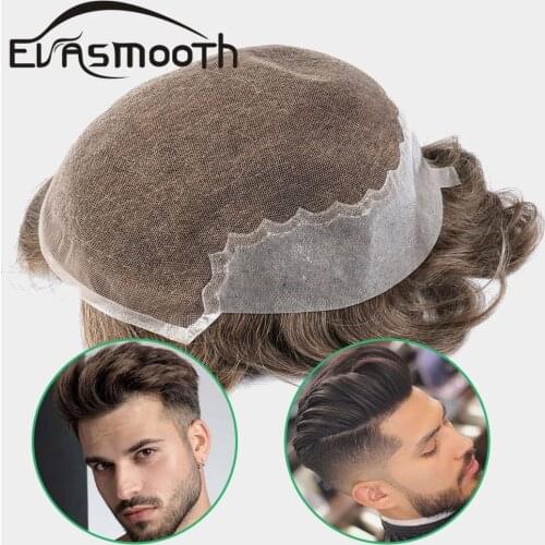 Swiss Lace Men Wig Hair Replacement Systems Unit Man Prosthetic Natural Hair Male Toupee Natural Indian Human Hair Men Toupee