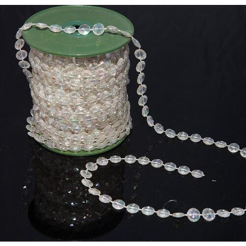 20m Iridescent Garland Diamond Strand Acrylic Crystal Beads Shimmer Wedding Party Decorations Window Curtain Festival Ornaments