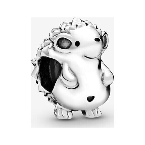 Authentic 100% 925 Sterling Silver Beads Nino the Hedgehog Charms Pendant fit Original Pans Bracelets Women DIY Jewelry