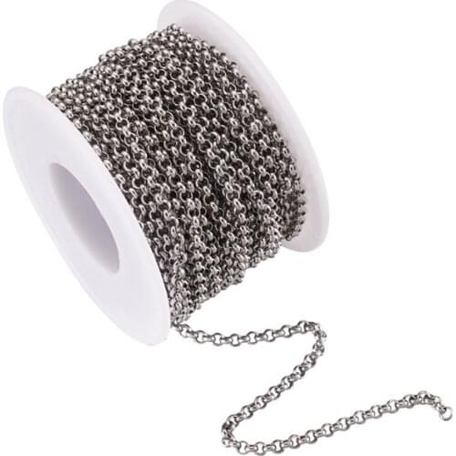 10m/Roll 5mm 304 Stainless Steel Rolo Chains Unwelded Chain Belcher Chain with Spool for DIY Bracelet Necklace Jewelry Findings