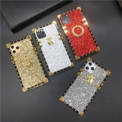 Luxury Bling Glitter Cover for iphone 12 PRO X XS MAX XR 6 6S Plus Soft Square Phone Case for iphone 11 PRO MAX 7 8 Plus Funda