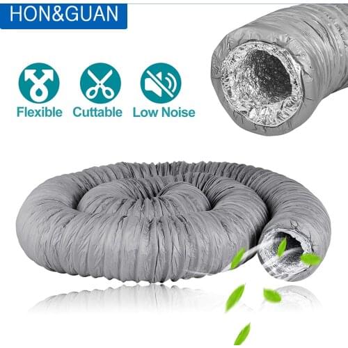 1.2/5M Home Flexible Aluminum Ducting Hose for Fan Silencer Pipe Kitchen Hood Reduction Connector Ventilator Ventilation Outlet