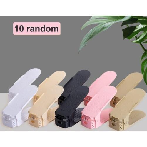 10pcs Cabinet Closet Space Saving Stand Durable Shoes Storage Shoebox Adjustable Shoe Organizer Rack Footwear Support Slot