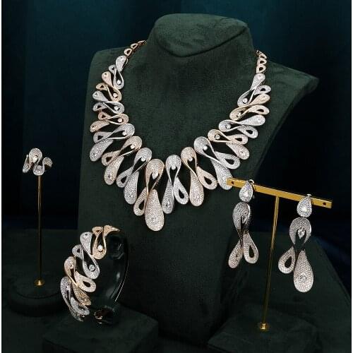 TIRIM Peacock Shape 4PCS Luxury Sets AAA Cubic Zirconia Jewelry for Women Wedding Engagement Party Dudai Africa Gift Packing