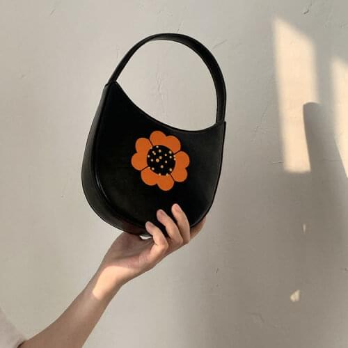 Vintage Design Women Flower Top-handle Handbags Solid Color PU Leather Female Shoulder Crossbody Bag Fashion Flora Ladies Purses