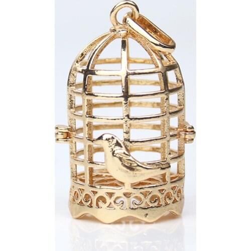 Vintage Aroma Diffuser Necklace Birdcage Open Cage Pendant Perfume Essential Oil Aromatherapy Locket Pendant Necklace DIY Making
