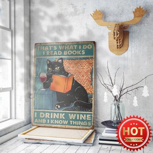 Cat Wine Hilarious Poster, Retro Art Poster, Drinking Wine Read Book, Animal Print, Animal Art, Wall Art Decor, Funny Humor Art