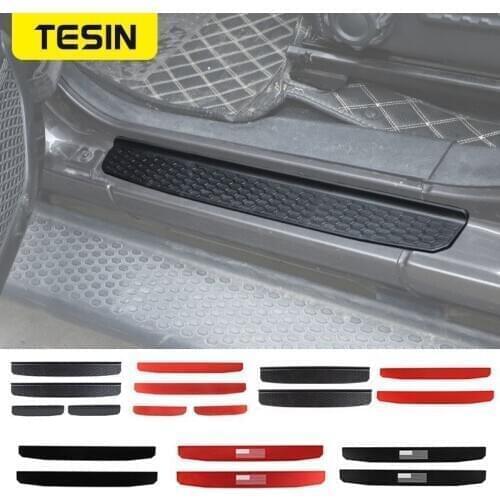 TESIN Car Door Sill Protector Plate Nerf Bars Runnign Board Entry Guard Boards for Jeep Wrangler JL JT 2018+ Car Accessories