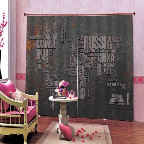 Customize Simple and stylish 3D cortina for living room bedroom home decor blackout curtains English alphabet roll curtains