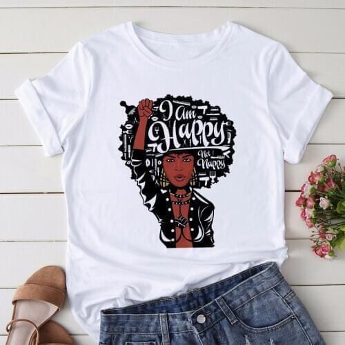 Women T-Shirts Black African girl Printed Tshirt Harajuku Vintage Shirt 2020 New Summer Woman Vogue Tops Female T shirt Clothing