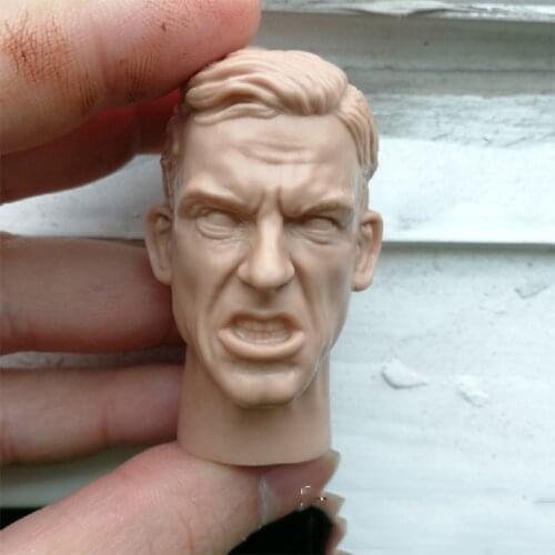 1/6 Military Face Expression Male Unpainted Head for 12''Action Figures Bodies