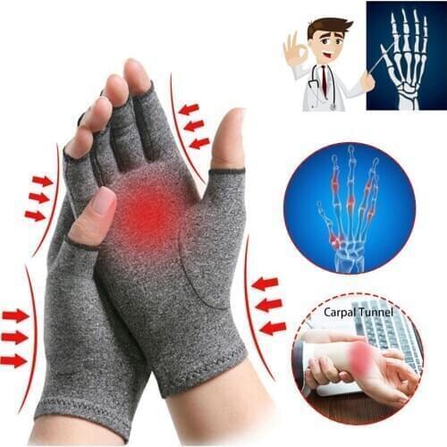 1 Pair Compression Arthritis Gloves Joint Pain Relief Therapy Wrist Compression Gloves Anti-Slip Half Fingers Garden Work Gloves