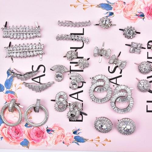 1 piece crystal zircon shoe buckle High-end rhinestone square/butterfly flower DIY garment decoration bag jewelry accessories