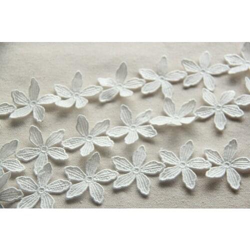 10yards Water Soluble Garment Lace Trims White Embroidery Flower Lace Ribbon for Wedding Clothes Textiles