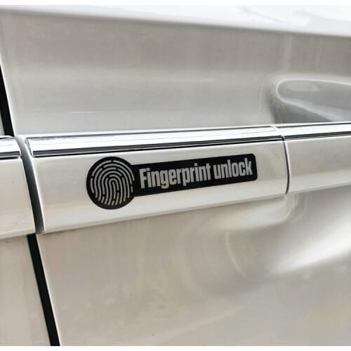 2pcs/lot G065 7.7x2cm Fingerprint Unlock Car Door Handle Funny Sticker Creative Warning Mark Stickers Car Stickers and Decals