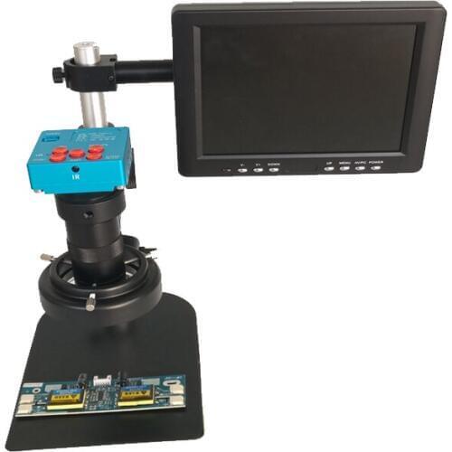 2019 30MP 2K1080P HDMI USB Digital Video Microscope Camera +130X C-Mount lens +56 Led lights +microscope stand +8"lcd monitor