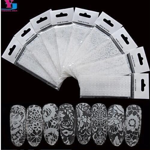 9sheet/pack Nail Sticker 2017 White Black Decal Sexy Lace Flower DIY Tips Nails Styling Tools Nail Art Decorations unha