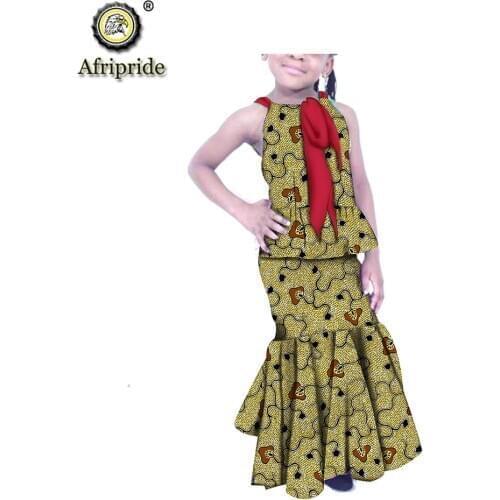 African Clothing for Children Kids African Girl Dresses Wax Dashiki Ankara Kids Children Cute Clothing AFRIPRIDE S1940009