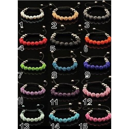 Ghre34ng 10mm Hotsale Mix Micro Pave Disco Ball Beads Bangles Bracelet Lot jewelry Christmas Gift crystal