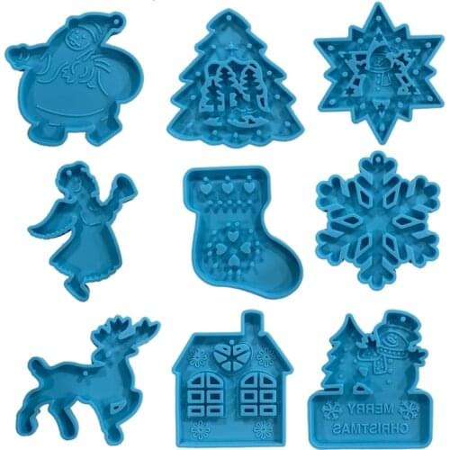 Shiny Glossy Resin Molds Christmas Keychain Silicone Mold DIY Keychain Pendant Jewelry Epoxy Resin Crafting Molds