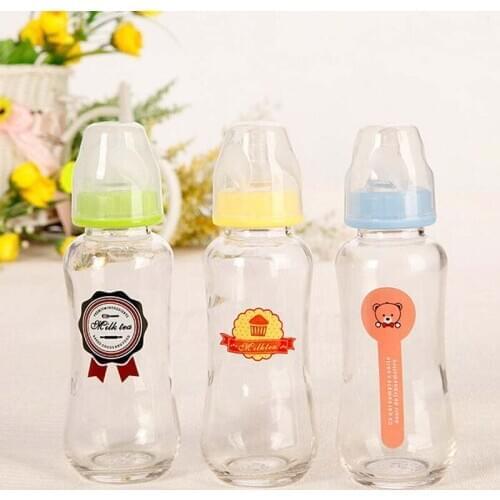1Pcs Baby Feeding Bottle 200/280ml Small Mouth Caliber Glass Fruit Juice Cup Bottle Newborn Baby Supplies Silicone Teat