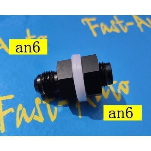 Black 9/16-18unf thread -6an an6 an-6 to an6 male Fuel Cell Tank Adapter Bulkhead Fitting