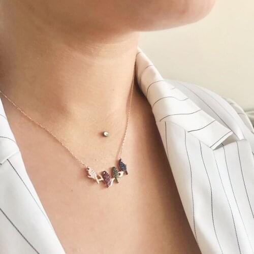 Colored Family 925 Sterling Silver Necklace Women Girls Gift Jewelry Accessories Fashion Handmade Elegant Chain