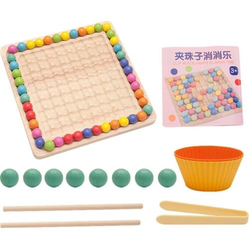 Wooden Rainbow Clip Beads Childrens Fun, Parent-child Interaction Concentration Training Early Education Educational Board Toys