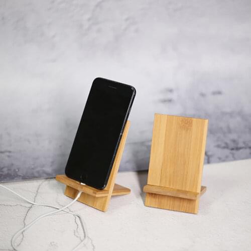 1 Set Bamboo Phone Stand Universal Mobile Phone Holder Mount Desktop Bracket Tablet Stands Smartphone Support With Charging Hole
