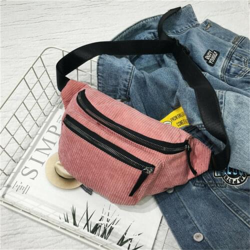 Fashion corduroy belt bag women waist bag belt money travel sports belt