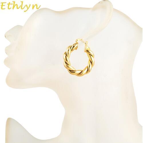 Ethlyn African Earrings Gold Color Sutd Earring Jewelry Women Earring Eritrea Ethiopia/Nigeria/Ghana Fashion jewelry E035