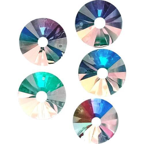 40pcs 30mm Chandelier Crystal Round Sunburst Crystal Prism SunCatcher Pendant Sunflower Disc Crystal AB Ornaments One Hole